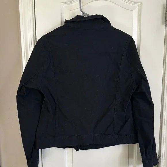 Old Navy Black Utility Jacket with Asymmetrical Zipper and Notched Collar / H2 - Picture 4 of 4